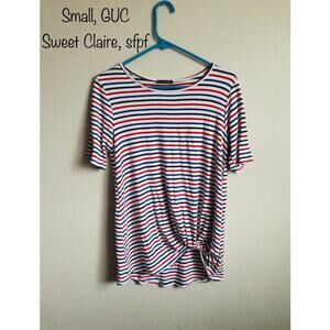 Sweet Claire Striped Twist Knot Blouse